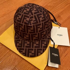 Gently Used Fendi Hat with red trim